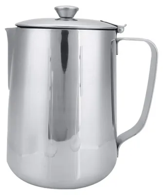 Edelstahlkanne mit Deckel, 2000 ml, Milchschaumkanne für Latte