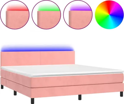Produktbild von vidaXL Boxspringbett mit Matratze & LED Rosa 180x200 cm Samt