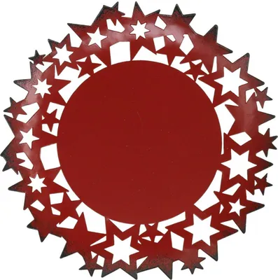Produktbild von Weihnachtsteller Dekoteller Metall mit Sternen Rot für Adventskranz, Festliche Kerzenteller Ø34cm