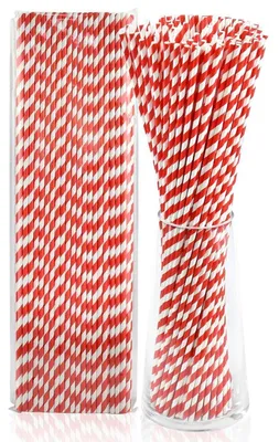 Immagine prodotto di Cannucce di carta extra lunghe, a righe rosse e bianche, 45,7 cm, confezione da 100 pezzi