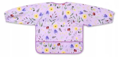 Image de Tablier, bavoir avec manches longues et poche BabyOno - Garden, lilas