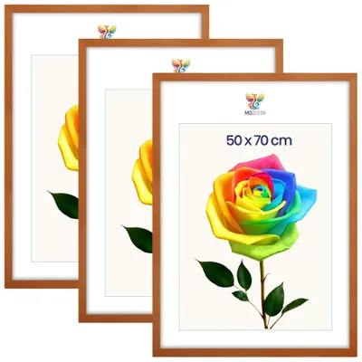 Produktbild von MG Design 3er Set Bilderrahmen Lackiert 50x70 cm - Posterrahmen Echtholz mit Acrylglas, stabile Wandaufhängung, hoch/quer