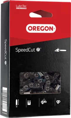 A product box for a chainsaw chain.