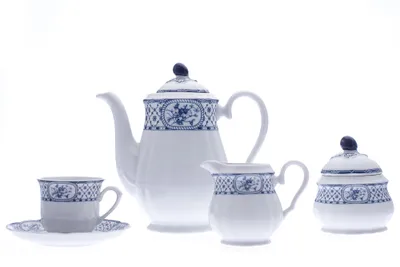Produktbild von Kaffeeservice Thun Rose, 15-teilig, blaue Schleife, 15-teilig