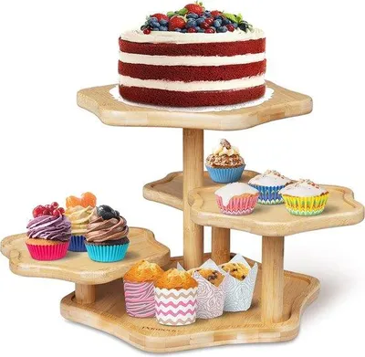 Produktbild von Famanu Cupcake-Ständer 5-stufig aus Bambus - Platz für 50 Cupcakes