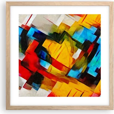 Produktbild von Gerahmtes Poster - Rahmen in heller Eiche - Abstraktion modern - 40x40 cm - Wand Bild - Wanddeko - Wandbilder - Wandposter - Bilderrahmen - Bilder - Kunstdruck - Wandbild - P2NAC40x40-3451