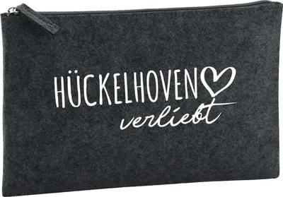 Produktbild von Huuraa Kulturbeutel Hückelhoven verliebt 1 Liter Charcoal Filz Kosmetiktasche Geschenkidee
