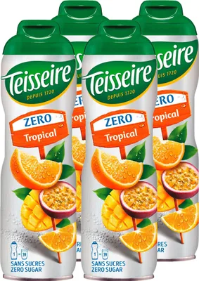 Produktbild von Teisseire Sirup Tropical zero Zucker 600ml - Cocktails, Milchshakes (4er Pack)