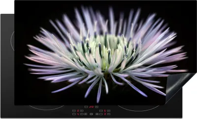 Produktbild von KitchenYeah© Herdabdeckplatte Blume - Lila - Hell , 91x52cm, Küche Deko, Glaskeramikkochfeld Herdabdeckung, Abdeckplatte fùr Kochfeld