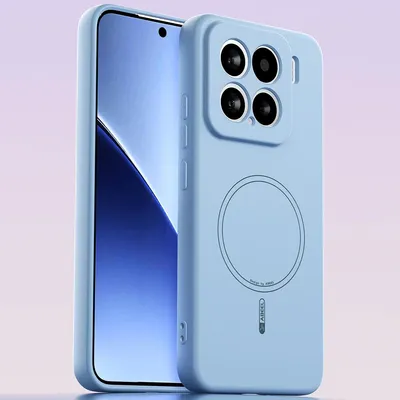 Produktbild von Magnetische Handyhülle für Xiaomi 15, MagSafe kompatible, Flüssig Silikon Stoßfest Kratzfest Hülle Blau