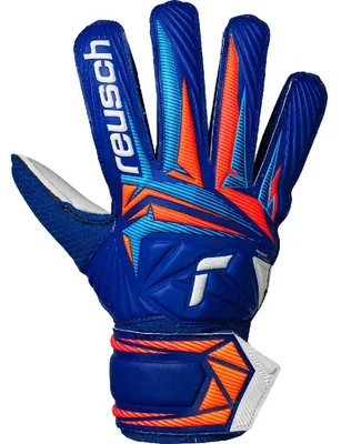 Immagine prodotto di Guanti da portiere Reusch Attrakt Solid Junior con chiusura altamente elastica e sicura 4126 sharp blu/bianco/arancione shock 4