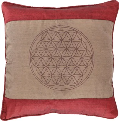 Produktbild von Retro Kissenhülle, Kissenbezug, Dekokissen - Blume des Lebens Rot, Viskose, Größe: 50*50 cm