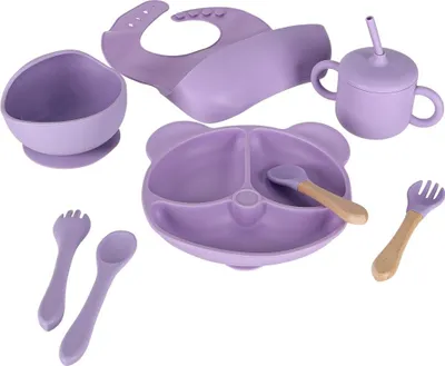 Obrázek produktu pro KIK KX3021 Silikonová sada nádobí pro děti 8 ks, fialová