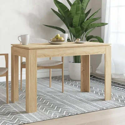Image de Table de salle à manger Sonoma chêne, 120x60x76 cm, structure en MDF, pieds en acier