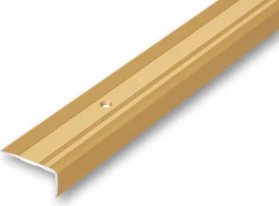 Produktbild von (12,65EUR/m) 38 x 18 x 900 mm Treppenwinkel goldfarben gebohrt inkl. Montageset Treppenkantenprofil Treppenkante mit Einlage rutschhemmend