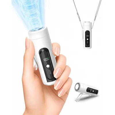Produktbild von Mini Ventilator 20000 U/min Turbo USB wiederaufladbar, Clip Ventilator 5 Stufen mit Kühlplatte LED Display tragbar für Reise Outdoor