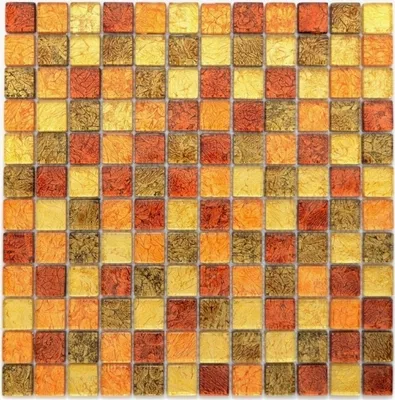 Produktbild von Mosaikfliese Transluzent Glasmosaik Crystal gold orange Struktur MOS120-07414