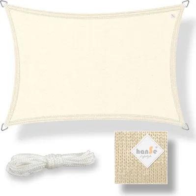 Produktbild von hanSe Marken Sonnensegel Sonnenschutz Schattensegel Schattenspender UV- Schutz Rechteck 3x4m Creme