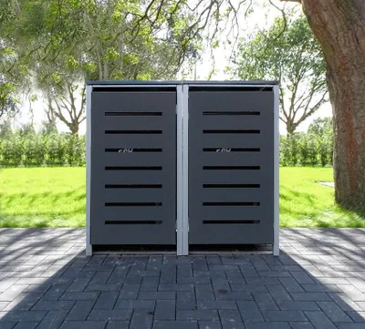 Produktbild von 2 Mülltonnenboxen Modell No.6 Anthrazitgrau für 120 Liter Mülltonnen