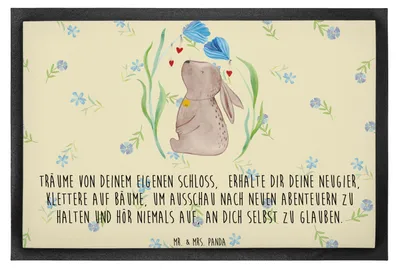 Produktbild von Mr. & Mrs. Panda fußmatte Hase Blume 40 x 60 cm - Blumig - Geschenk, Ostern, Schmutzfangmatte, Schwangerschaft, Fußabtreter, Geburt, Kaninchen, Träume, Schmutzmatte