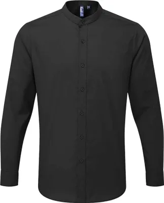 Produktbild von Premier Erwachsene Uni Langarm Grandad Hemd PC3911 (L) (Schwarz)