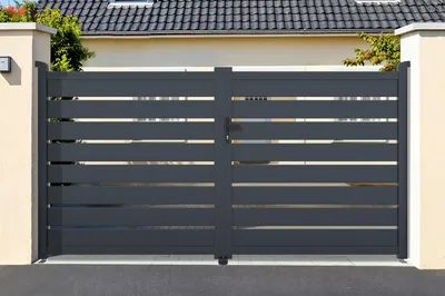 Produktbild von Doppelflügeltor aus Aluminium 4m VOGEL H.160cm grau