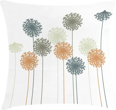 Produktbild von ABAKUHAUS Löwenzahn Kissenbezug, Abstrakte Wildflower-Silhouetten-botanische Inspirations-Wiese in der Sommer-Jahreszeit, 60 x 60 cm, Mehrfarbig