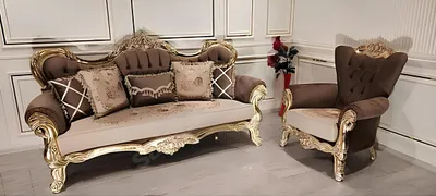 Image de Chesterfield baroque trois places canapé canapé tissu or meubles