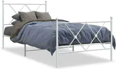 Produktbild von vidaXL Bettgestell mit Kopf- und Fußteil Metall Weiß 90x190 cm