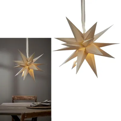 Imagen del producto de Eglo Dekostern: Adorno navideño en forma de estrella, color beige, de papel, con dimensiones de 35x35 cm, para colgar
