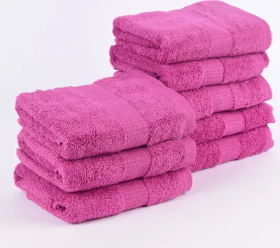 Produktbild von 8er Set Handtücher 50x100cm Qualitätsfrottee 100% Baumwolle 500g/qm einfarbig Farbe pink