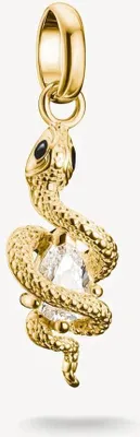 Image de Thomas Sabo Charm pendentif, serpent avec pierre précieuse blanche, en argent, doré