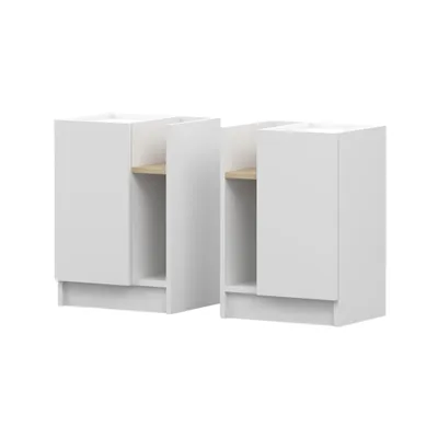 Image de Lot de 2 tables de chevet SEVILLA, chambre à coucher, table de chevet 40 cm blanc/blanc, sans poignées