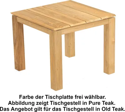 Produktbild von Sonnenpartner Gartentisch Base 90x90 cm Teakholz Old Teak Tischsystem mit wählbarer Tischplatte HPL Teak