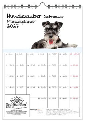 Produktbild von Hundezauber Schnauzer Planer DIN A4 Kalender für 2027 Welpen und Hunde - Seelenzauber