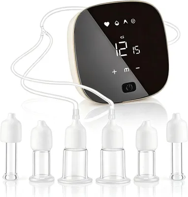 Productafbeelding van Elektrische zuigpomp set, 6-delig, met glazen bekers, 12 zuigniveaus