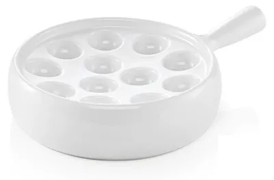 Produktbild von 10x Schneckenpfanne für 12 Schnecken mit Stielgriff Ø 20 cm weiß, Porzellan
