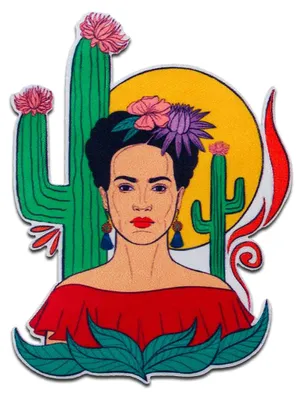 Produktbild von Mono-Quick Frida Kahlo Wüste - Aufnäher, Bügelbild, Aufbügler, Applikationen, Patches, Flicken, zum aufbügeln, Größe: 9,5 x 7 cm