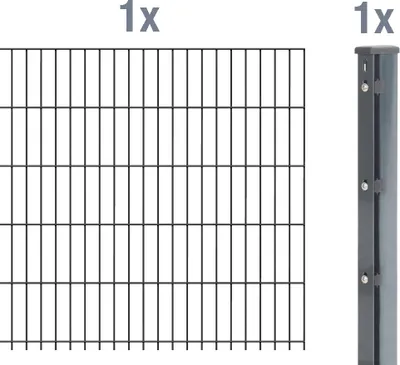 Immagine prodotto di Alberts 644857 Recinzione a doppia rete metallica come set completo, antracite, altezza 163 cm, lunghezza 2,5 m