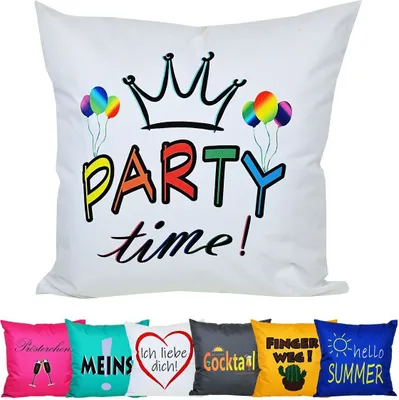 Produktbild von JACK 50x50cm Motiv Outdoor Lounge Kissen Dekokissen inkl. XXL-Füllung Wasserabweisend Sitzkissen Garten Stuhl Lotus Effekt lustig, Farbe:Party