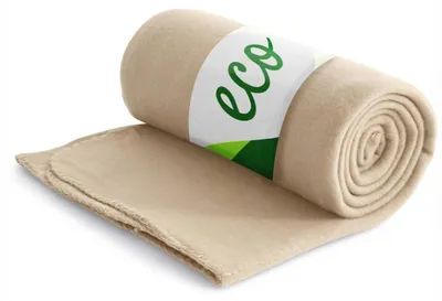 Produktbild von Eco Fleecedecke beige aus 100% recyceltem Material + OEKO-TEX  130x160 ca. 400 g schwer mit Anti-Pilling und Kettelrand