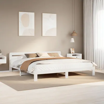 Image de Maison Exclusive - Lit en bois massif sans matelas Blanc 200x200 cm Bois de pin