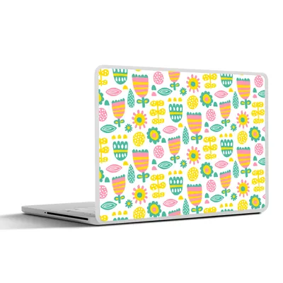 Produktbild von MuchoWow® Laptop Aufkleber Sticker Cover Skandinavisch - Blumen - Frühling - Muster 36.5x27.5 cm - Laptop-Sticker