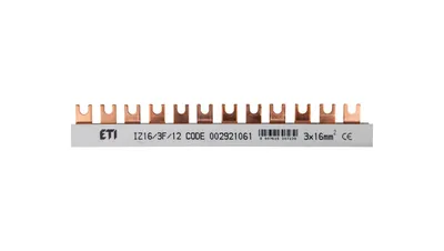 Zdjęcie produktu dla Szynoprzewód widełkowy 3P 100A 16mm2 (12 mod.) IZ16/3F/12 002921061