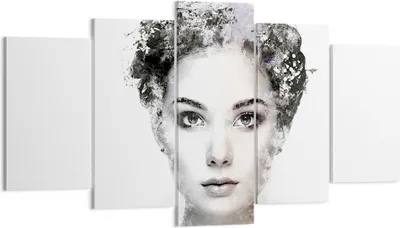 Produktbild von Bild auf Leinwand - Leinwandbild - 5 Teile - Schön Frau Gesicht - 160x85cm - Wand Bild - Wanddeko - Wandbilder - Leinwanddruck - Bilder - Wanddekoration - Leinwand bilder - Wandbild - EA160x85-4949