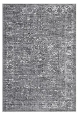 Obrázek produktu pro Velký koberec – koberec do obývacího pokoje 240 × 340 cm – vintage design – lze prát v pračce – protiskluzový – tenký – polyester – šedý