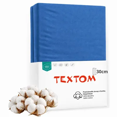 Produktbild von TEXTOM Jersey Spannbettlaken 100% Baumwolle 160x200 cm Dunkelblau für Matratzen bis 30 cm Steghöhe