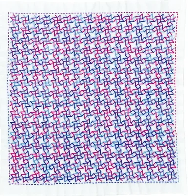 Produktbild von Olympus Hitomezashi Sashiko Stickpackung "Hana Fukin Windmills", Stoff bedruckt, 34x34cm, Original aus Japan