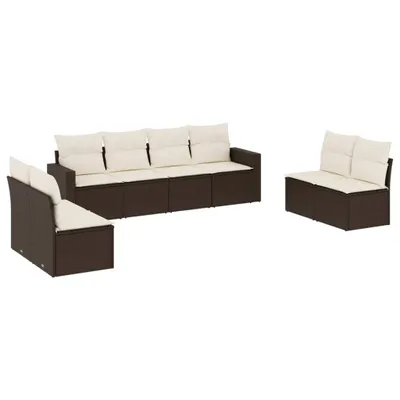 Produktbild von vidaXL 8-tlg. Garten-Sofagarnitur mit Kissen Braun Poly Rattan