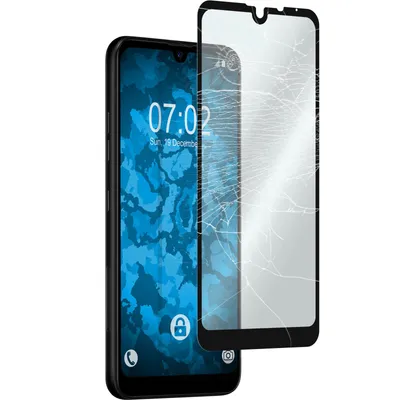 Produktbild von 1er-Pack PhoneNatic Glas-Folie klar full-screen schwarz kompatibel mit LG Q60 - Panzerglas für Q60